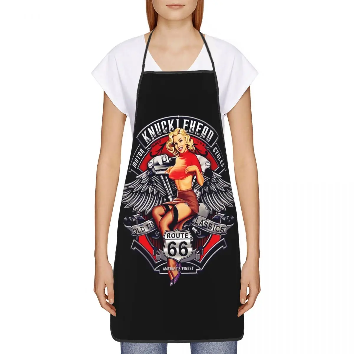 Custom Vintage Route 66 Mother Road  Chef Cooking Baking Apron Women Men Biker America Highway Tablier Cuisine for Gardening