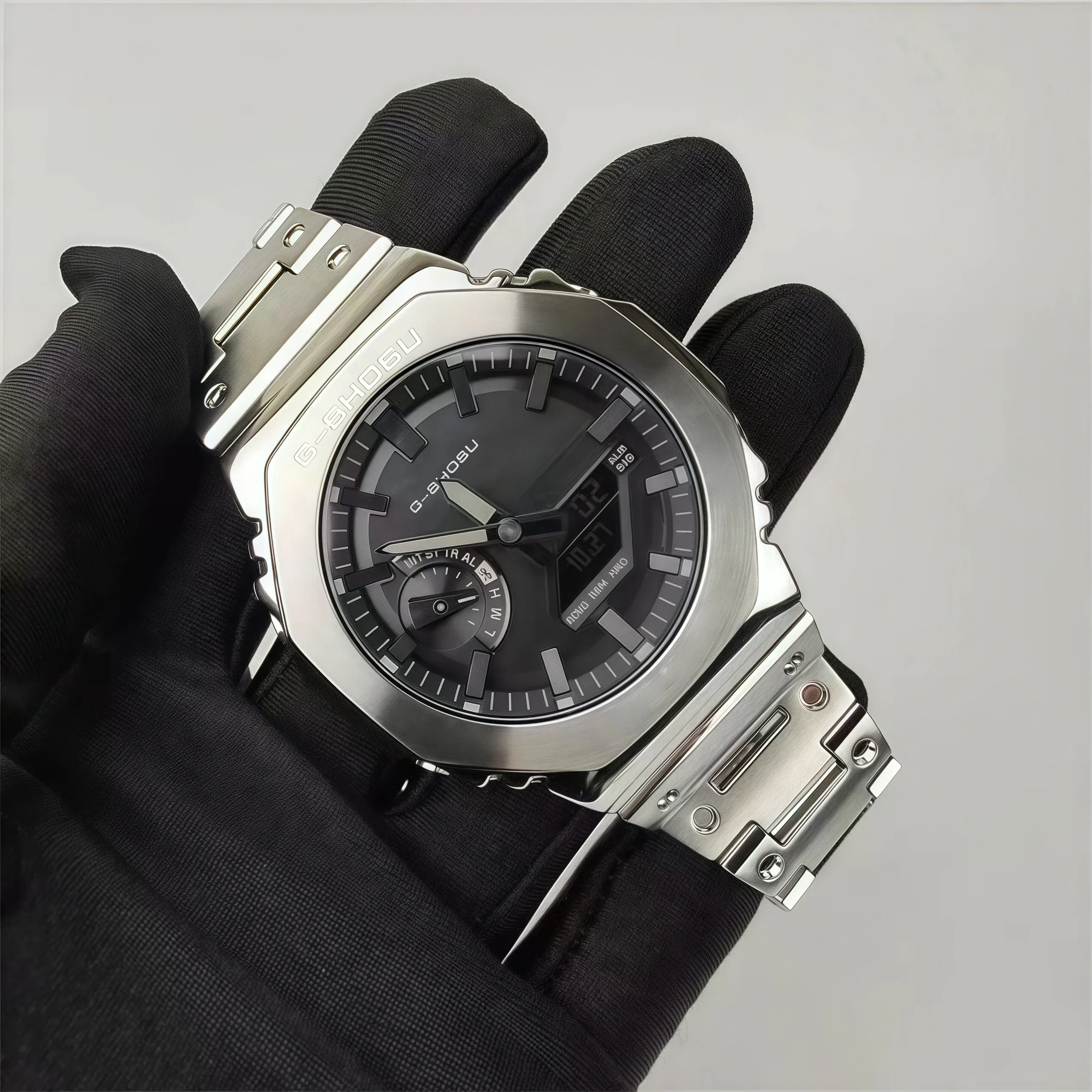 Sport Electronic Unisex Watch Steel Strap LED Dual Display World Time Full Function