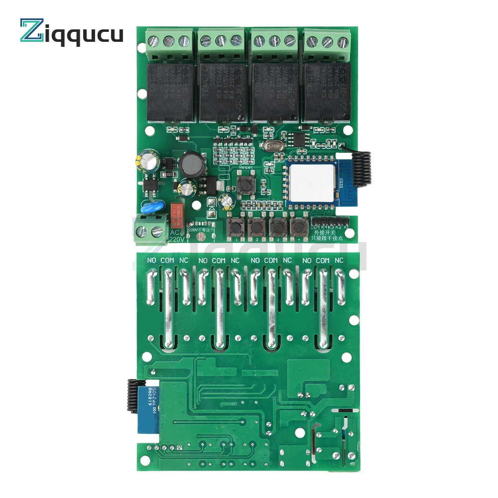 AC 220V Three-Mode Smart 4-Way WiFi Remote Control Relay Switch Module 4 Channel Switch Module Wireless Control 433MHz