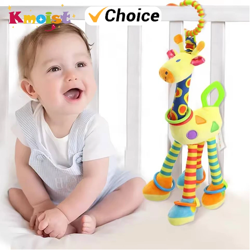 Morbida giraffa animale campanelli sonagli peluche infantile sviluppo del bambino maniglia giocattoli vendita calda con massaggiagengive giocattolo per bambini per neonato