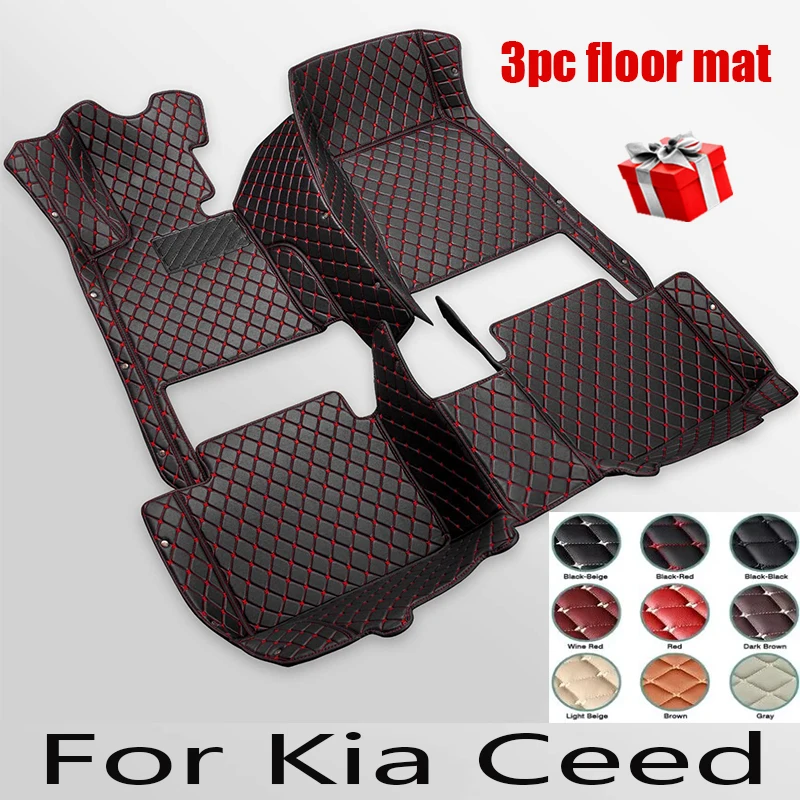 

Luxury Leather 3D interior Parts Custom Car Mats With Pockets Floor Carpet Rugs For Kia Ceed 2014 2015 2016 2018 accessories