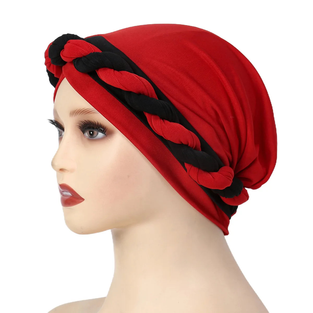 Muslimische Frauen Braid Kreuz Turban Hut Kopftuch Chemo Kappe Beanie Hijab Bandanas Kopfbedeckung Haarausfall Kopf Wrap Indische Turbante Mujer