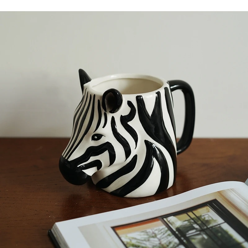 Hand-painted Ceramic Zebra Mug Animal Coffee Cup Milk Beverage Household High Capacity Tea Cups Water