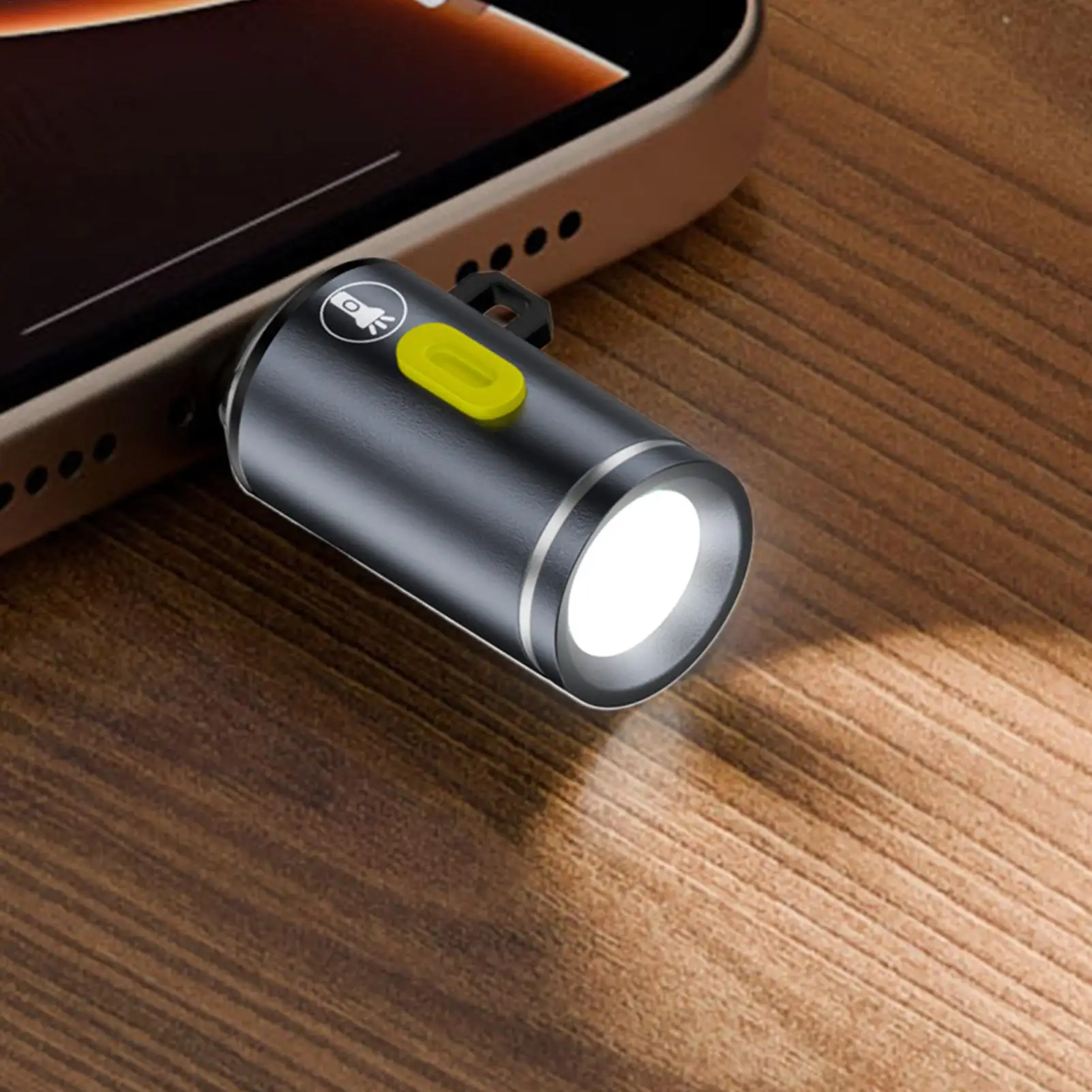 Portable Type-C Mini Flashlight Phone Keychain USB-C Electric Torch Nightlight Table Lamp For Riding Sports Outdoor Camping