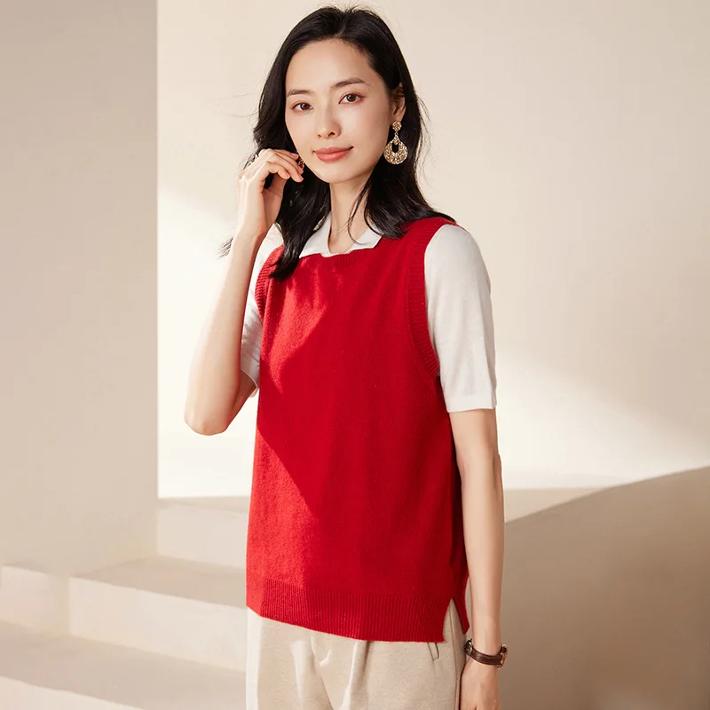 

00% чистый жилет Camere, женская круглая трикотажная верхняя одежда Ne Svel, легкий вес, осень-зима, новый цвет Sle