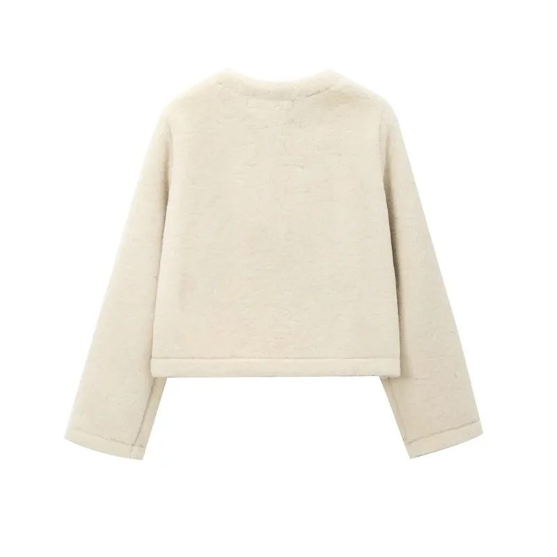 Thick Warm Faux Fur Jacket for Women, Long Sleeve Coat, Front Toggle, Female Outerwear, Chic Tops, Fashion