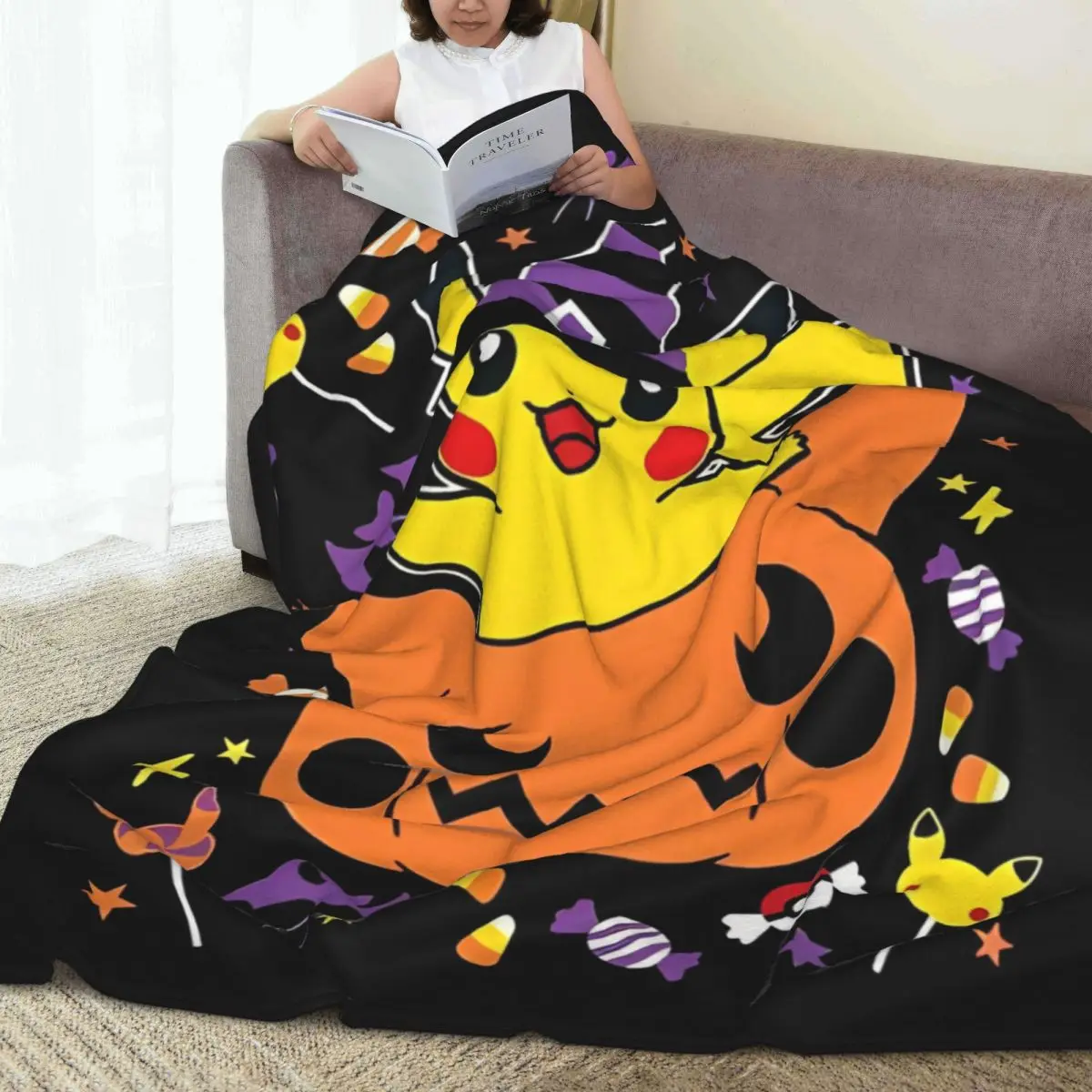 Pikachu Pokemon Miniso Soft Blankets Picnic Office Travel Plush Throw Blanket Funny Couch Chair Flannel Bedspread Sofa Bed Cover