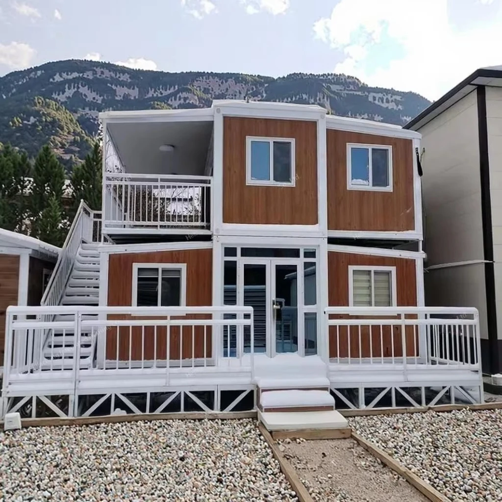 منزل حاوية فيلا محمول منخفض التكلفة، تجميع سريع، سكني قابل للتوسيع، قابل للطي، هيكل فولاذي متين #3