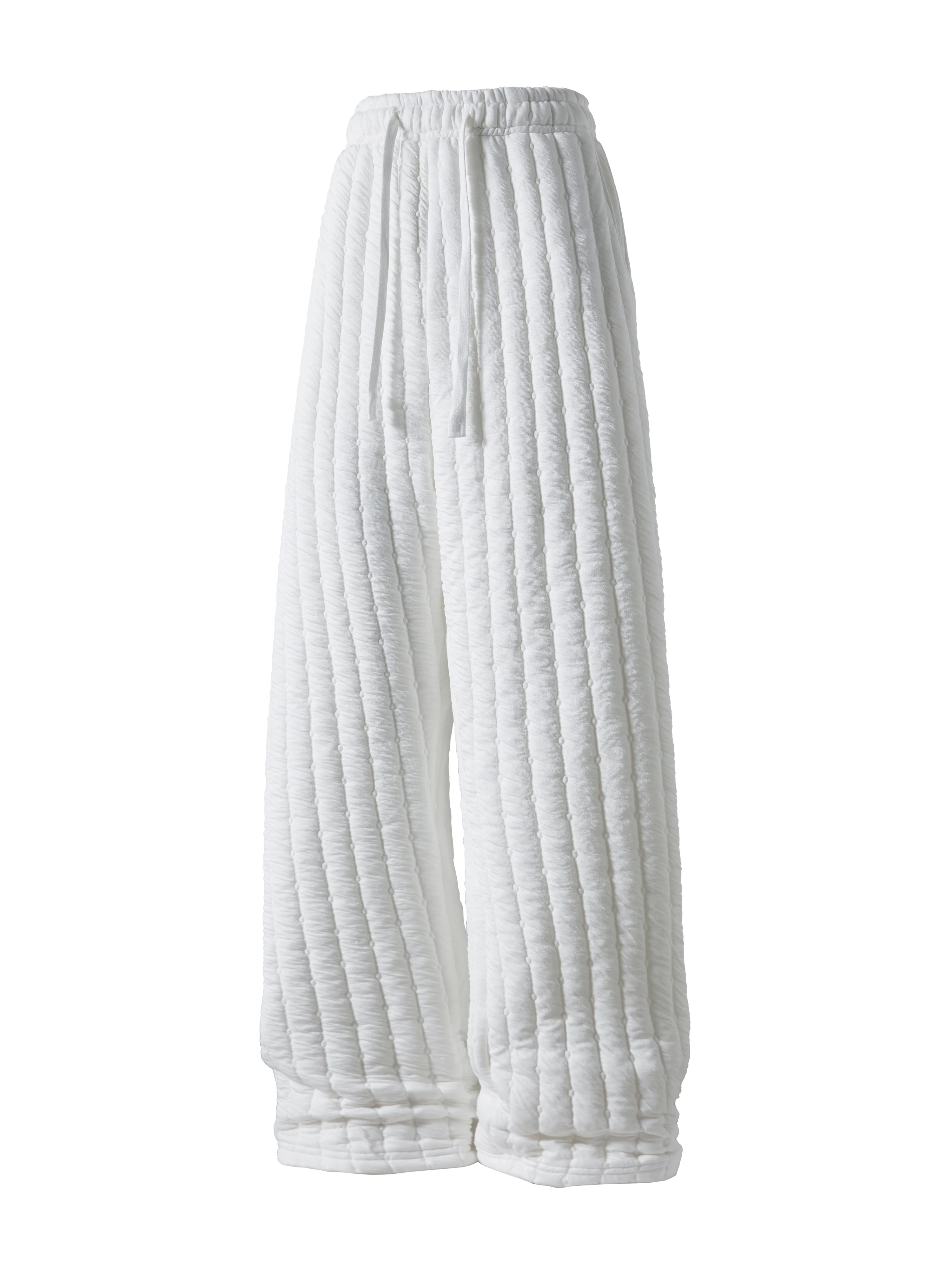 

Men's Quilted Wide-Leg Pants - Elastic Waist, Drawstring & Textured Design, Warm Trendy for Winter Daily, Casual & Lounge Looks