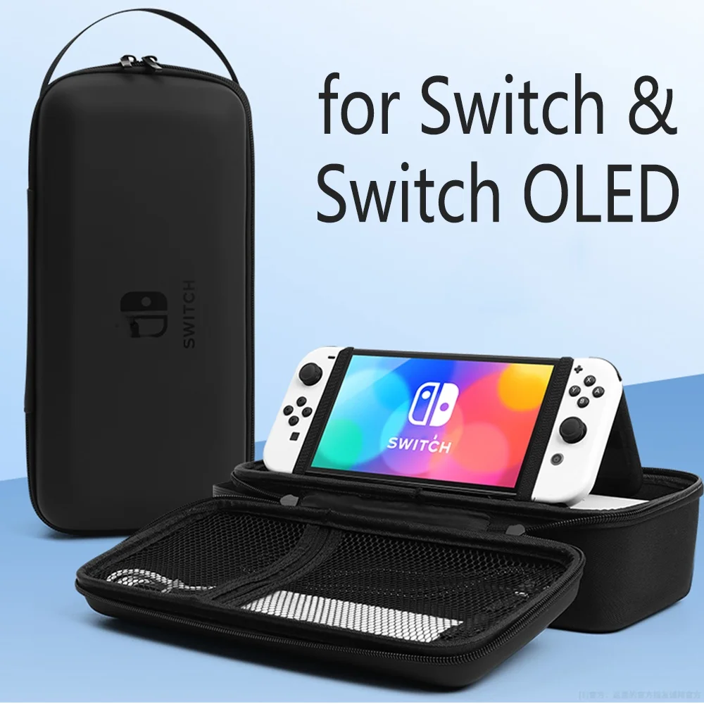 

For Nintendo Switch & OLED PU Storage Bag Hard Portable Carrying Case Bracket Pouch Console Protective Cover Accessories