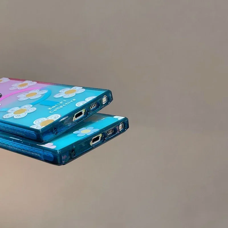 Daisy Flower Colorful Border Magnetic Acrylic Case for Samsung Galaxy S22 S23 S24 Ultra S24+ Plus Protective Shell