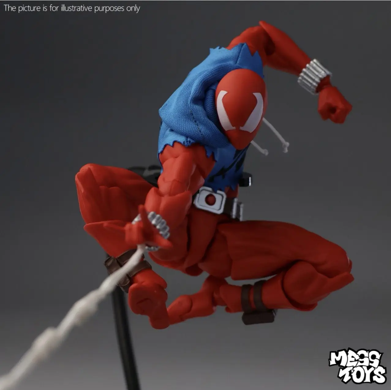 

New Mess Toys Spider Man Marvel Ben Reily Scarlet Spider Blue Cloth Battle Suit Joint Movable Action Figure Collection Toy