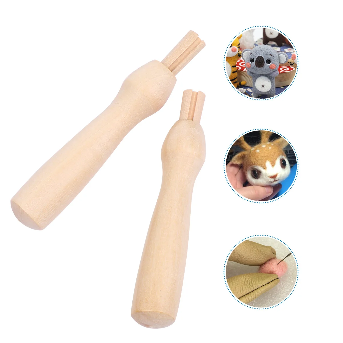 5 PCS Wooden Handle Needles for Fleece Felt Felting Rolling Pin Punch DIY Poking