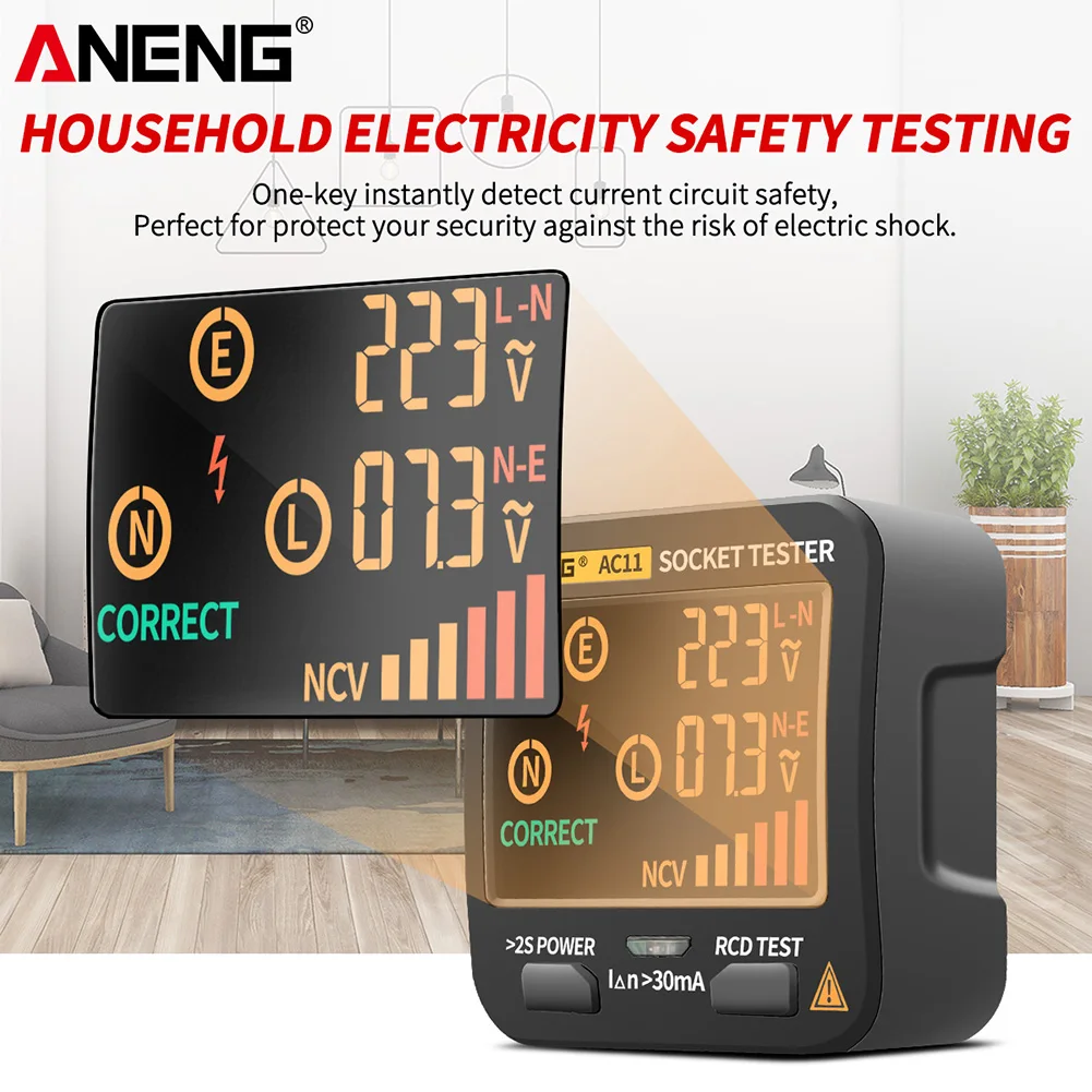 AC11 Smart Digital Outlet Socket Tester Pro Spannung Test Sockel Detektor EU/US/UK Universal Batterie Tester Checker werkzeuge