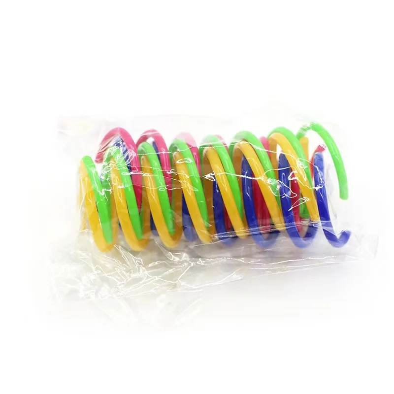 Pet cat toy spring jumping colored plastic cat spring rolling toy pet supplies image 6