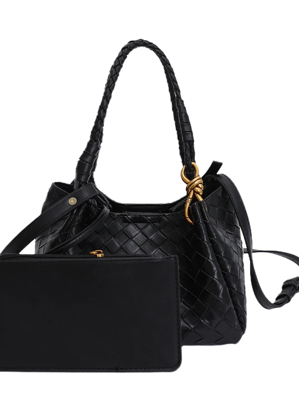 Bolso de Mano Pequeño con Diseño de Tejido E y Moderno para Mujer, Bolso de Hombro Tipo Cubo de Agua, Estilo Coreano, ...