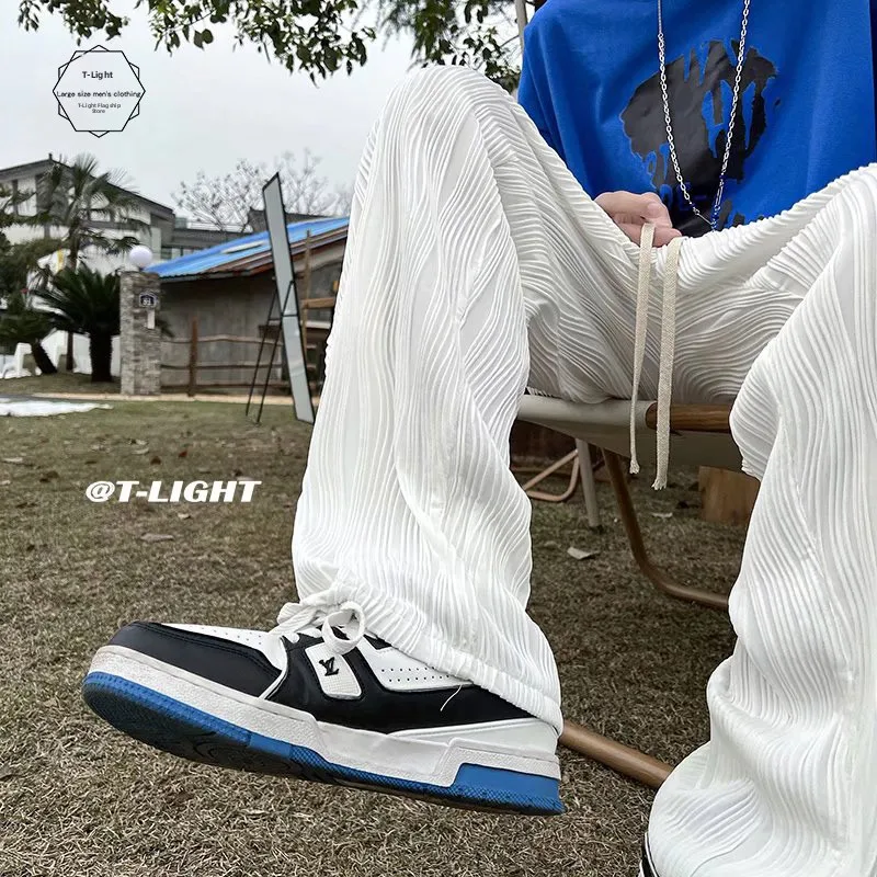 

Ice Silk Men's Casual Pants Summer Thin Design Sensation Casual Long Trousers Harajuku Sle Straight Leg Pants Polyester Fiber