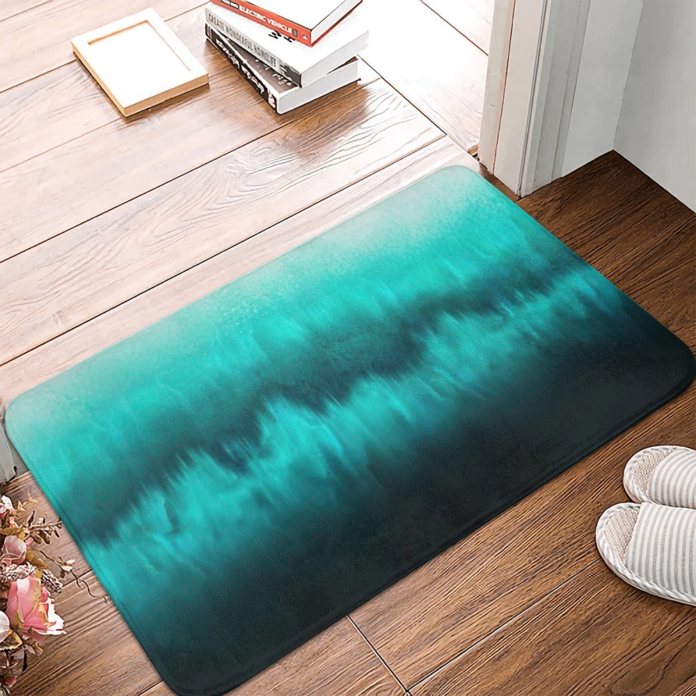 Blue green Oil Painting Area Rugs for Living Room Abstract Art Striped Pattern Home Bedroom Carpet Non-Slip Customized Door Mat