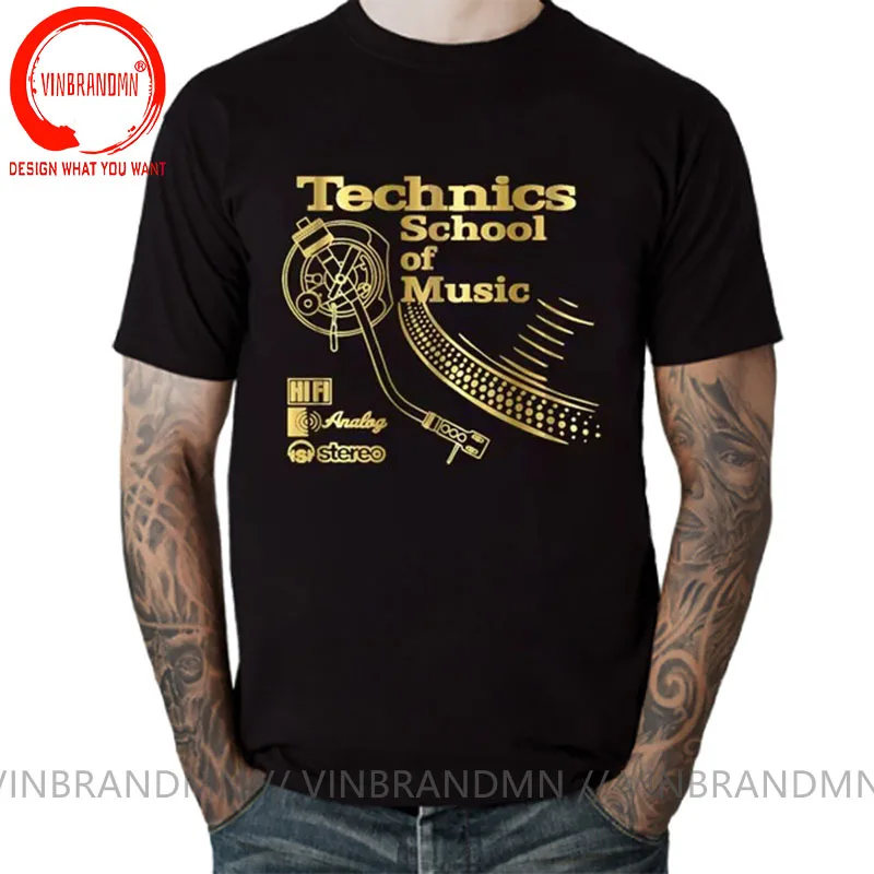 VINBRANDMN Retro Deejay shirt Long Play tshirt Technics School of Music T-shirt men Vintage DJ music T shirt 2020 Newest Fashion