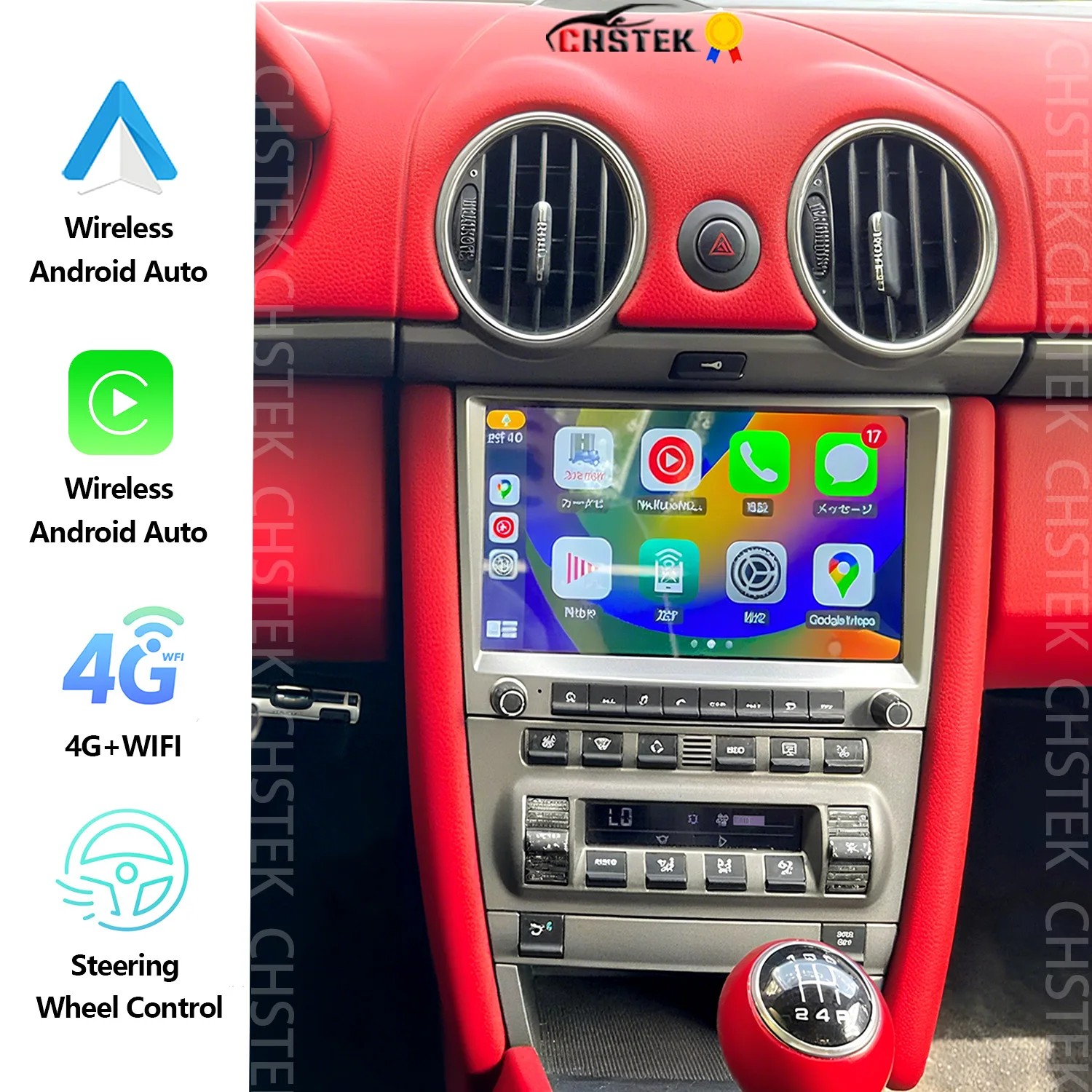 

CHSTEK Carplay Car Radio For Porsche Cayman 911 987 Boxster 997 Multimedia Player Navigation 4G WIFI GPS Android 13 Touch Screen