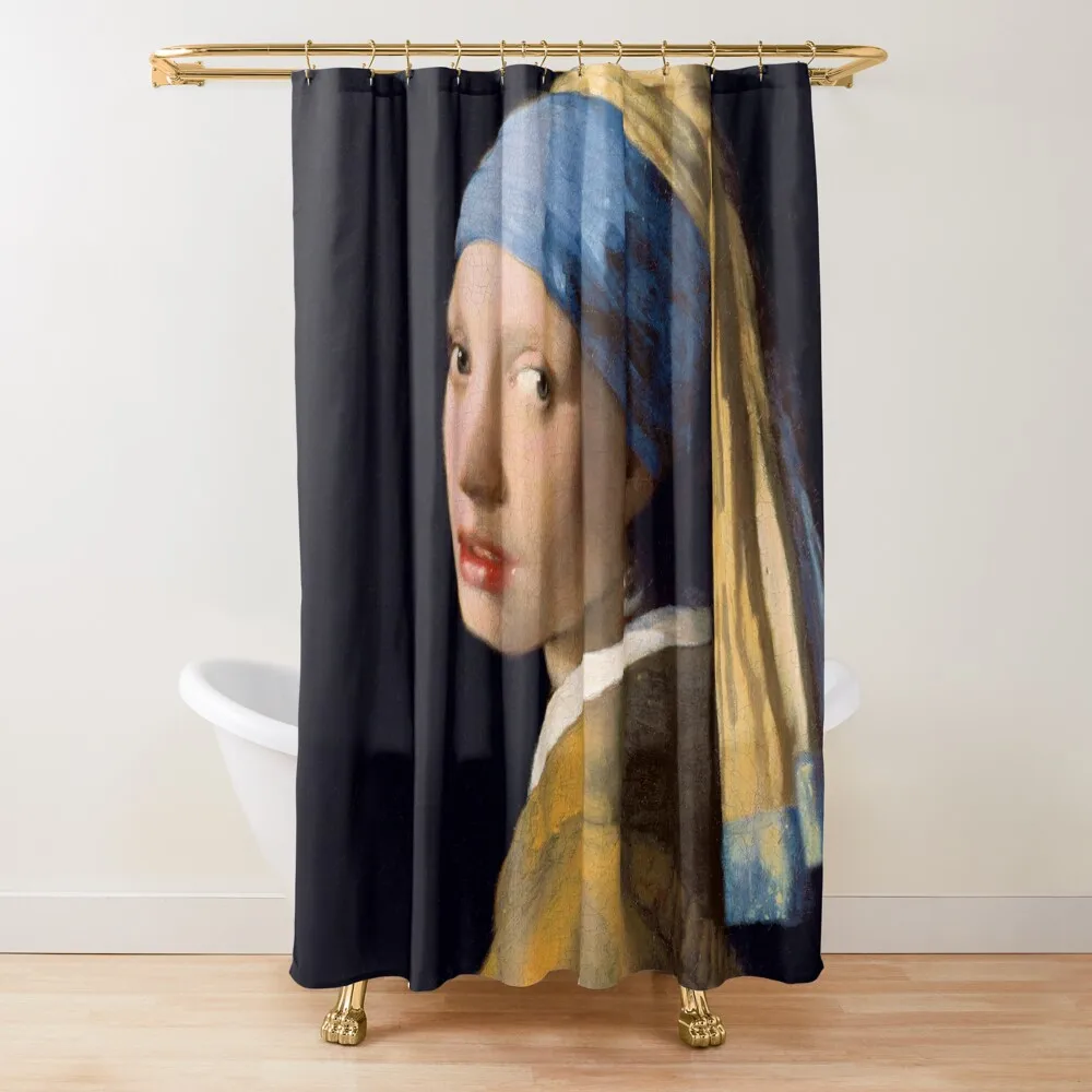 

Johannes Vermeer Girl with a Pearl Earring Shower Curtain Waterproof Bathroom Shower Shower For Bathroom Set Curtain