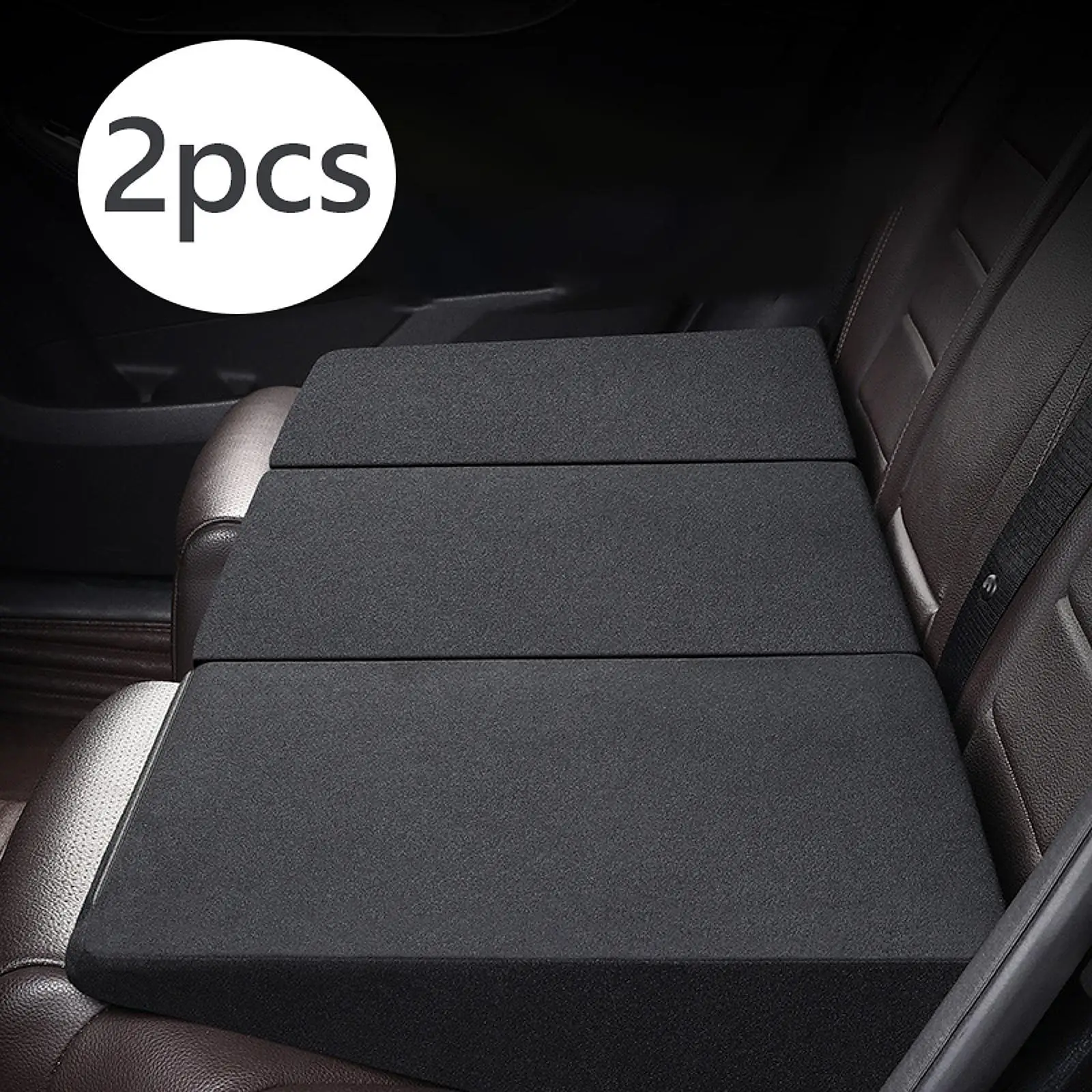 

2Pcs Car Rear Seat Wedge Cushion High Resilience Travel Accessories Easy to Clean Seat Wedge Leveling Pad Auto Back Seat Leveler