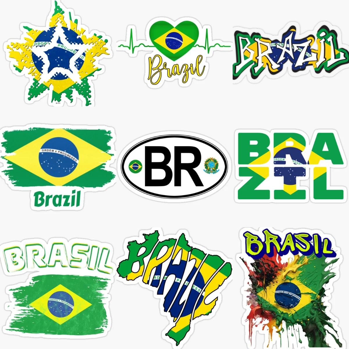 

BR Brazil Flag Map Waterproof PVC Creative Car Stickers for Car Van Window Helmet Wall Fridge Decoration Customizable Size