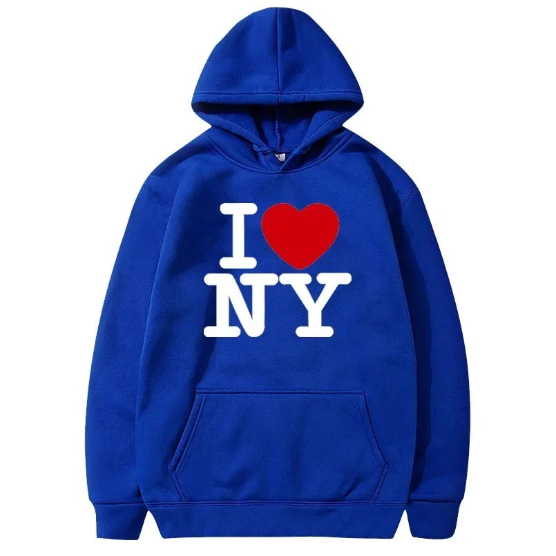 Sudadera con capucha holgada para hombre y mujer, ropa de calle con estampado I Love NY, Jersey informal a la moda