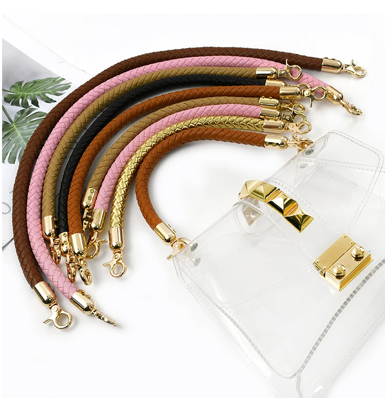 1/2Pcs 30/40/60mm PU Leather Woven Handbag Handle Metal Buckle for Women Shoulder Bag Purse Bags Strap Replace Accessories