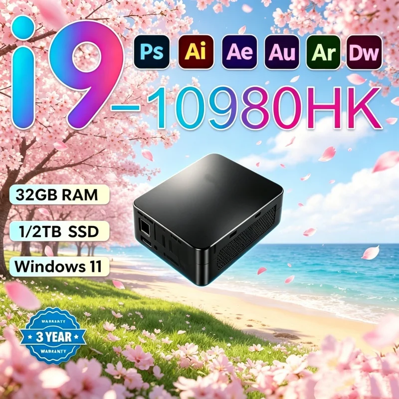 2026 Dazzling Globetrotting MINI PC Equipped With Windows 11 Pro Core I9 10980HK RAM 1TB SSD WIFI 6 BT5.2 4K HD Trim Gaming