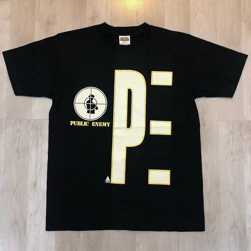 Men's Public Enemy Band Rap Hip-Hop round Neck Old School Short Sleeve Cotton T-Shirt Trendy Versatile Classic Fit T-Shirt.cotton t shirt, 100% cotton tee, soft breathable t-shirt, summer short sleevetops, unisex graphic tee, plus size t shirts          .