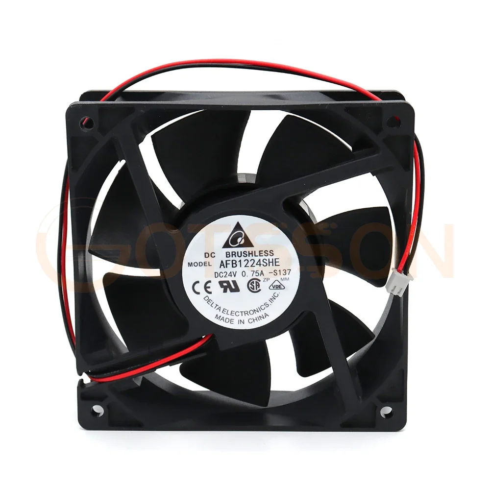 AFB1224SHE For delta DC 24V 0.75 A 2 Wires 120*120*38MM Square Fan Cooling fan