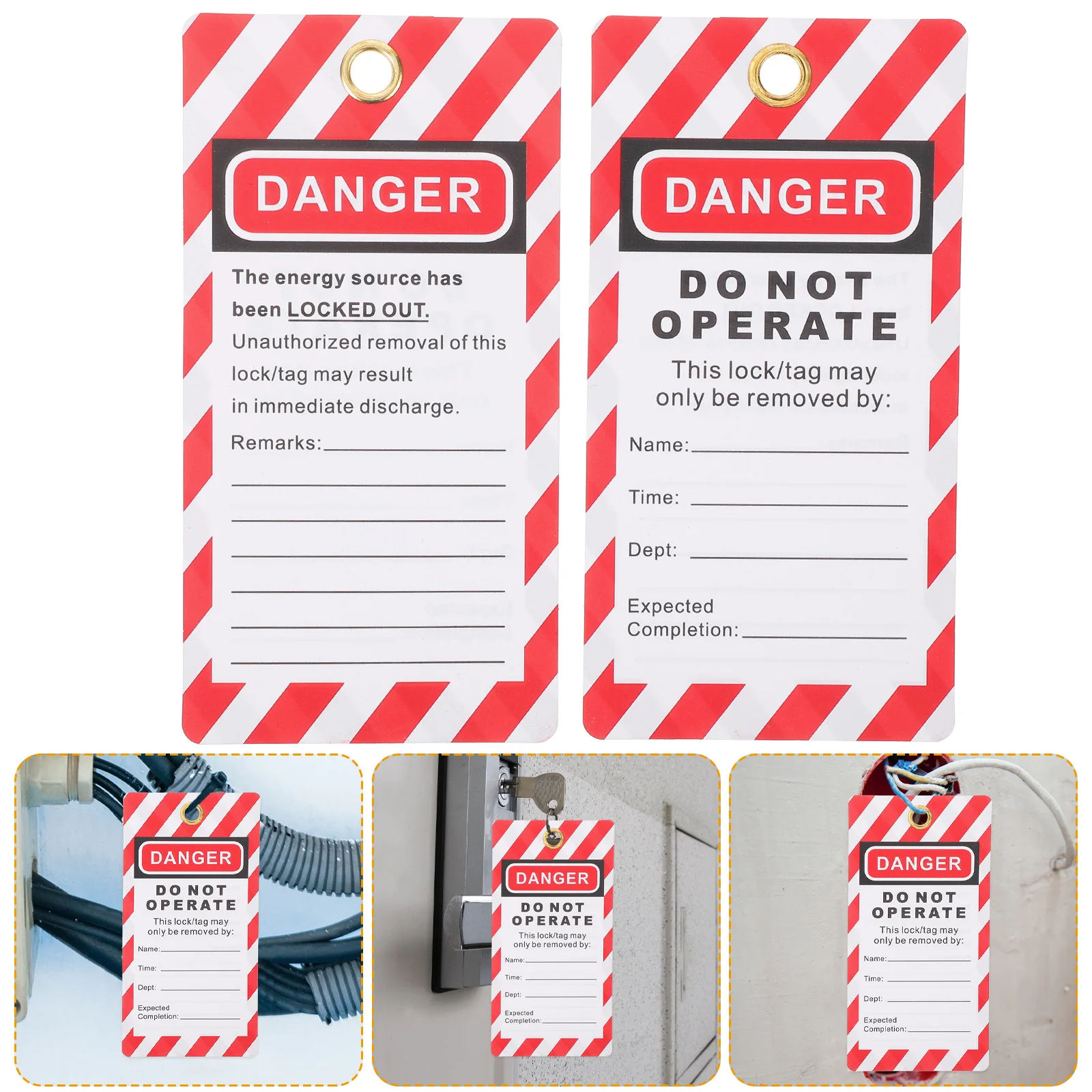 

10Pcs Tags Danger Warning Hanging Industrial Equipment Safety Tags Do Not Operate Tag Lock Out Tag Kits