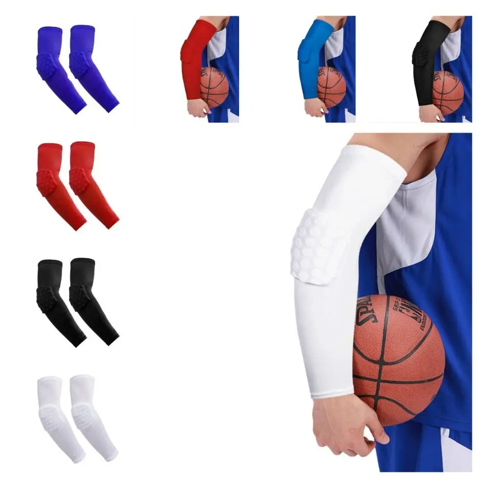 2Pcs Crashproof Pads Honeycomb Elbow Protective Pads Anti-Collision Armguards Basketball Arm Sleeves Elasticity Armband