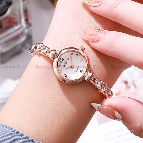 Female Bracelet Orologio Diamond Mini Dial Wristwatch Elegant Watch for Women Quartz Watches Gold Sliver Metal Band Ladies Reloj