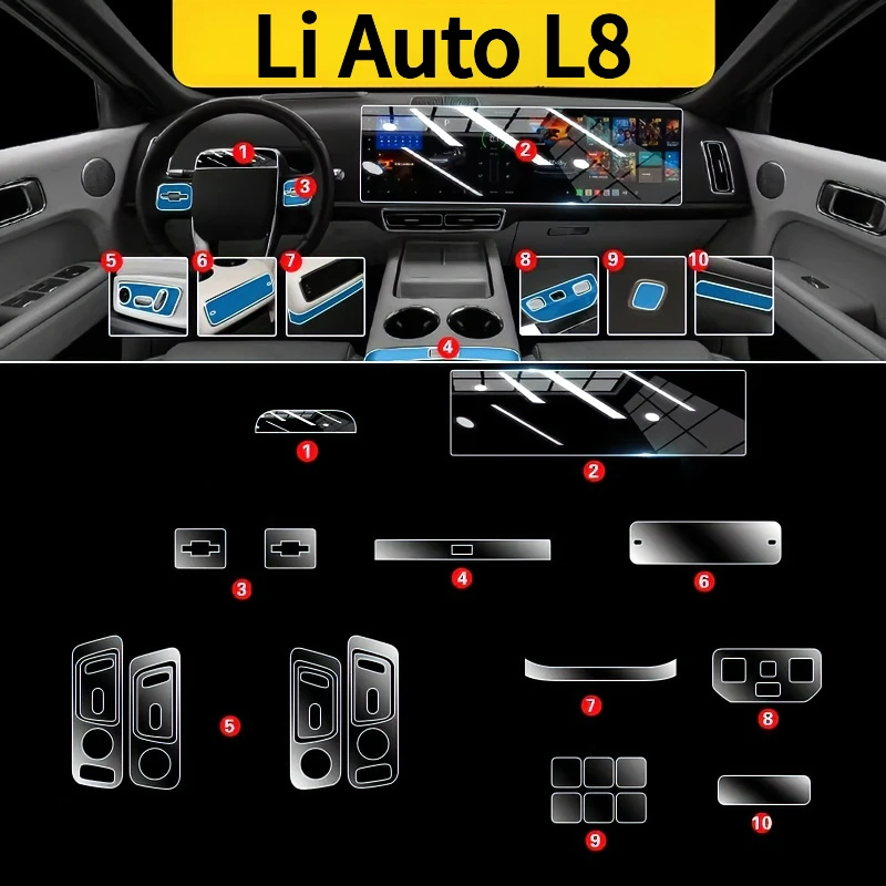 

For Li Auto L8 25models interior protection Dashboard Multimedia GPS Navigation Transparent Scratch-Resistant Film Modificatio24