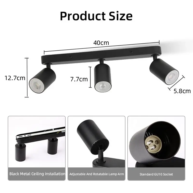 GU10 Decken-Spot-Leuchte AC110-265V Austauschbare Glühbirne LED-Strahler für Innenräume Wohnzimmer Schlafzimmer Flur LED-Decken-Schienenlampe