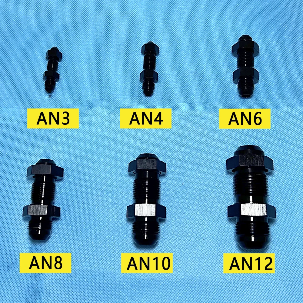 straight AN3/AN4/AN6/AN8/AN10/AN12 thread Flare Bulkhead with bulkhead nut adaptor adapter hose end fitting