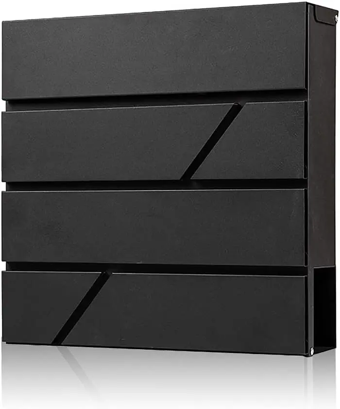 

Large Locking Wall Mount Mailbox, Galvanized Steel Rust-Proof with Newspaper Holder, Black 14.6x14.6x4.3 Inches
