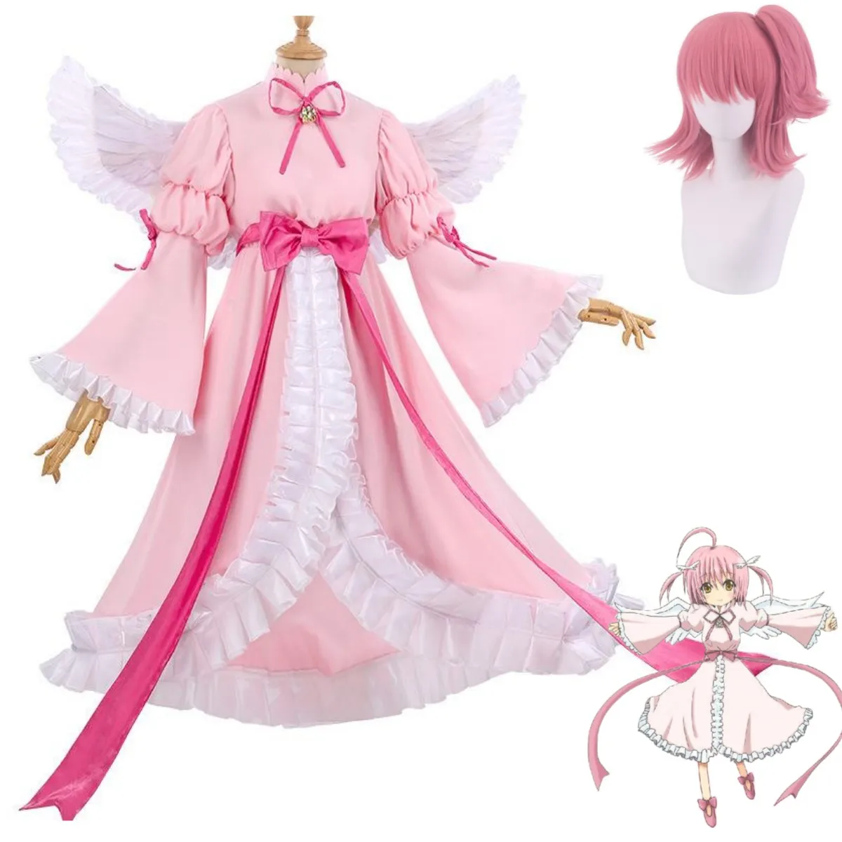 

Anime Shugo Chara Hinamori Amu Cosplay Costume Wig Angel Dress Pink Long Sleeved Princess Skirt Woman Kawaii Birthday Party Suit