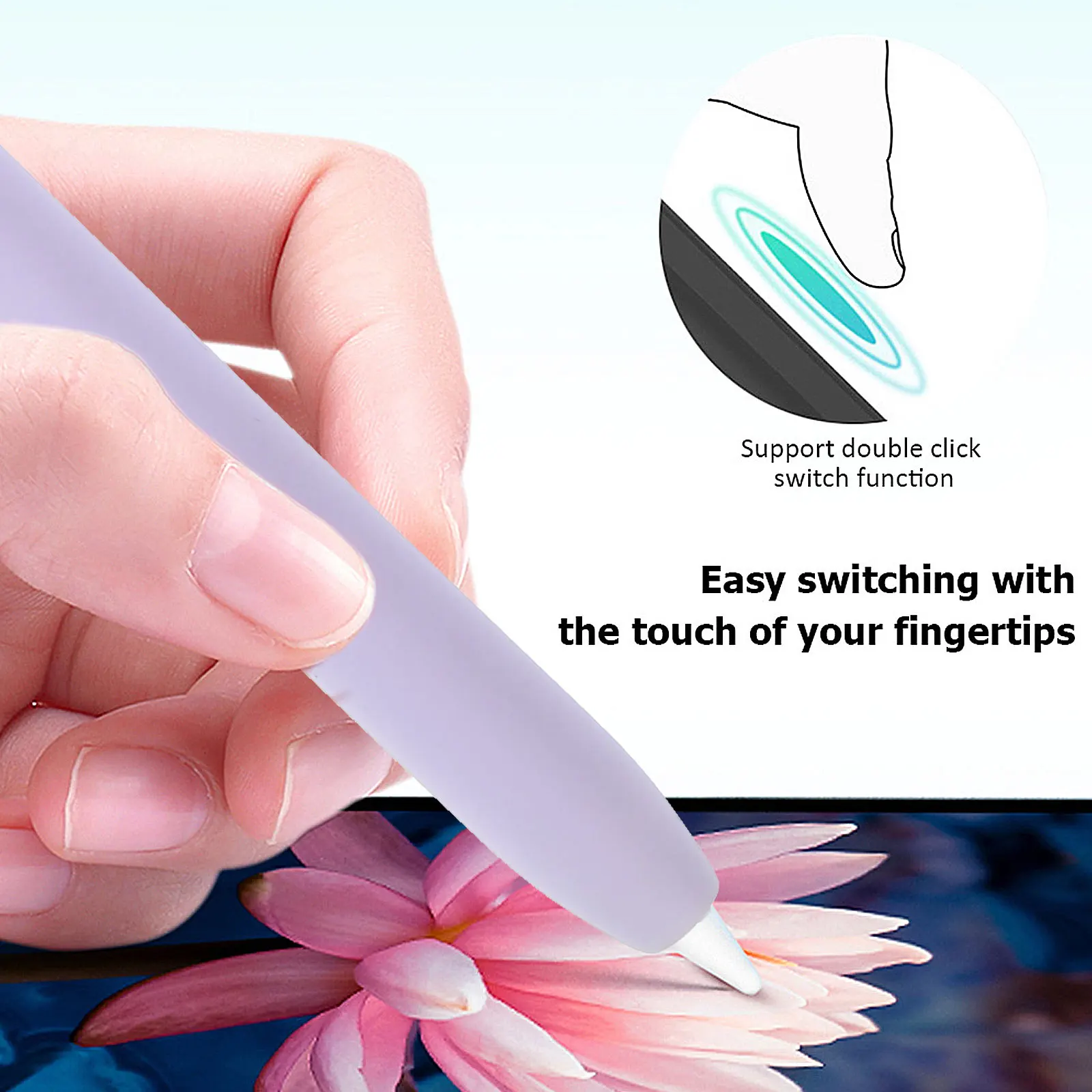 

1pc Cartoon Rabbit Ear Touch Screen Pen Sleeve For Pencil Stylus Silicone Protective Case Dustproof Scratch Resistant