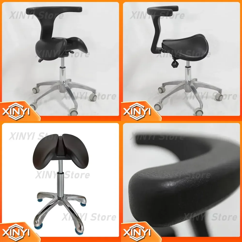 Dental Saddle Stool for Dentist Orthopedic Adjustable Height Ergonomic Office Chair with Silent Casters for Spa Clinic Doctor