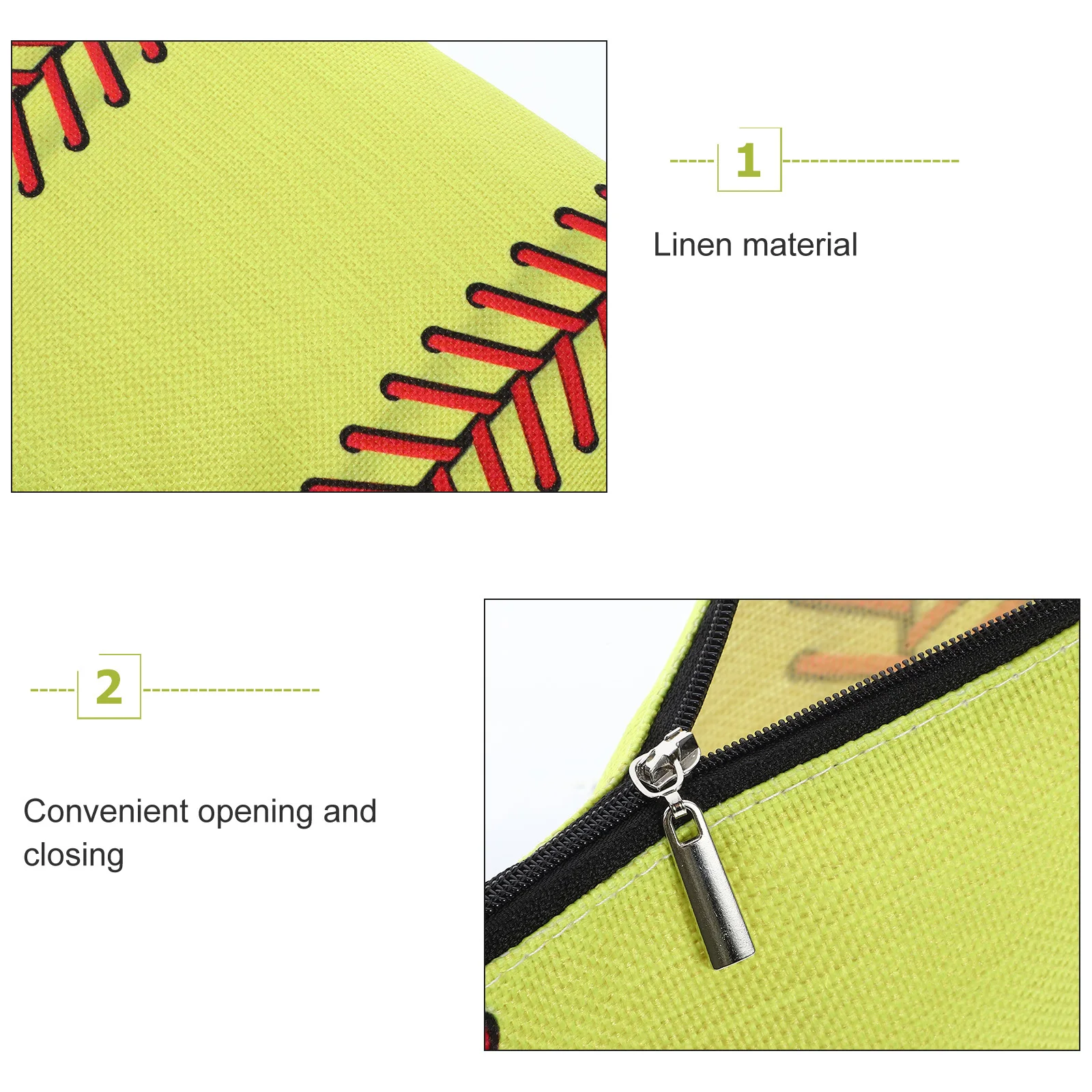 

2Pcs Waterproof Bags Linen Makeup Pouch Baseball Pattern Travel Toiletry Bag Portable Organizer for Women