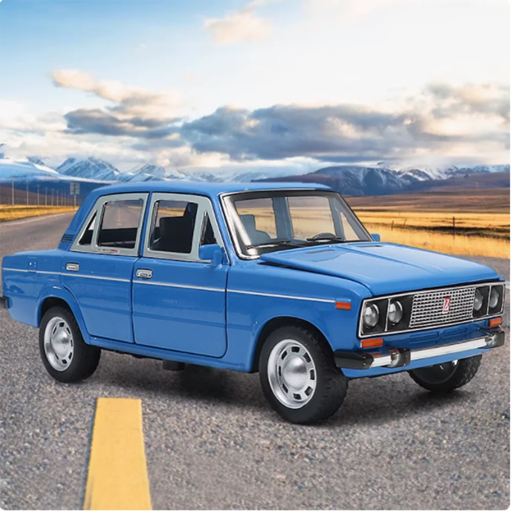 

1:24 Lada 2106 Mini Vintage car Model Toys Alloy Diecast Police Cars Sound Light Doors Opened Pull Back Toy Vehicles Kids Gifts