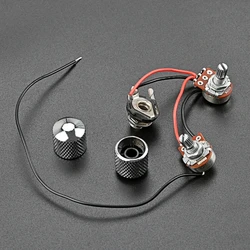 1 Volume 1 Tone Control Knobs 3 Way Switch 500K Pots Electric Guitar Wiring Harness Kits Replacement with Jack 2 Knobs 24BD