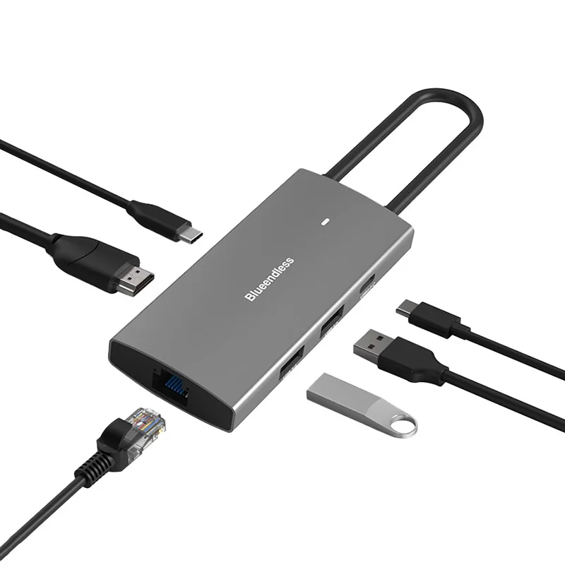 hit productType C to 4K 60Hz HDTV USB 3.0 USB3.0 RJ45 1000Mpbs PD Charger Adapter Multi Port Dock Station 6 In 1 USB C Hub for M