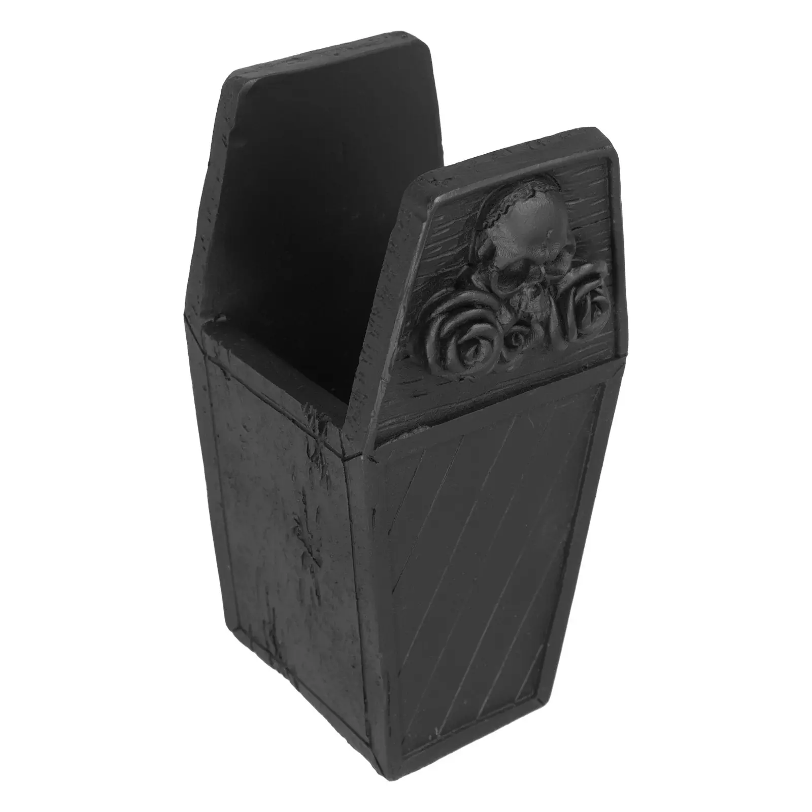 

Настольный органайзер в виде гроба-черепа из смолы, подставка для кистей для макияжа, контейнер для хранения на Хэллоуин, офисный органайзер для канцелярских принадлежностей