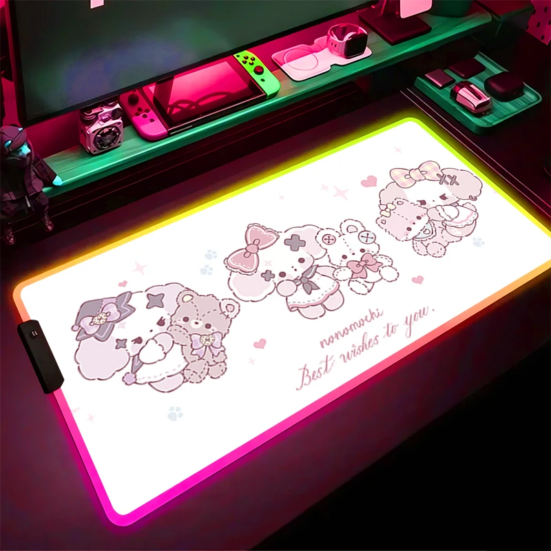 

RGB светодиодный коврик для мыши, резиновый удлиненный коврик для ноутбука, настольный коврик для мыши, коврик для компьютерной игры, аксессуары для ПК, коврик для клавиатуры с милой собакой
