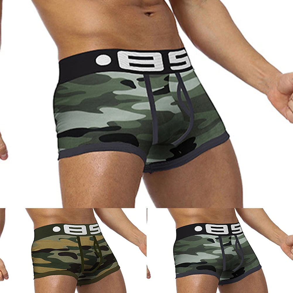 

Mens Sexy Camouflage Swim Boxers Underwear Shorts U Convex Pouch Flat Boxers Briefs Slim Sleep Bottoms Comfortable Underpants