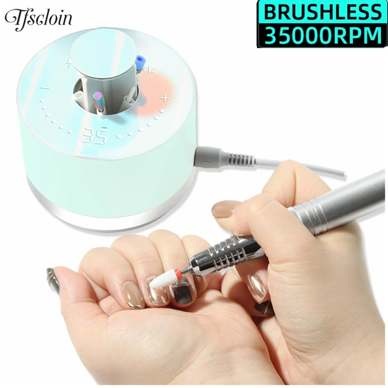 

Professional Brushless 35000RPM Electric Nail Drill Machine Kit Remove Polish Mill Cutter Pedicure 0 Noise Nail File Tools